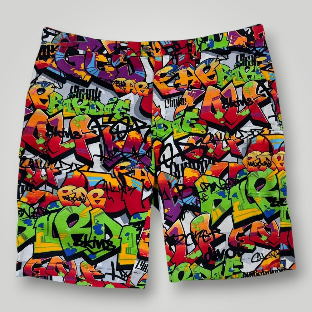 Loudmouth Shorts Mens Size 48 Multicolor Graffiti Chino Stretch 13 In Big & Tall